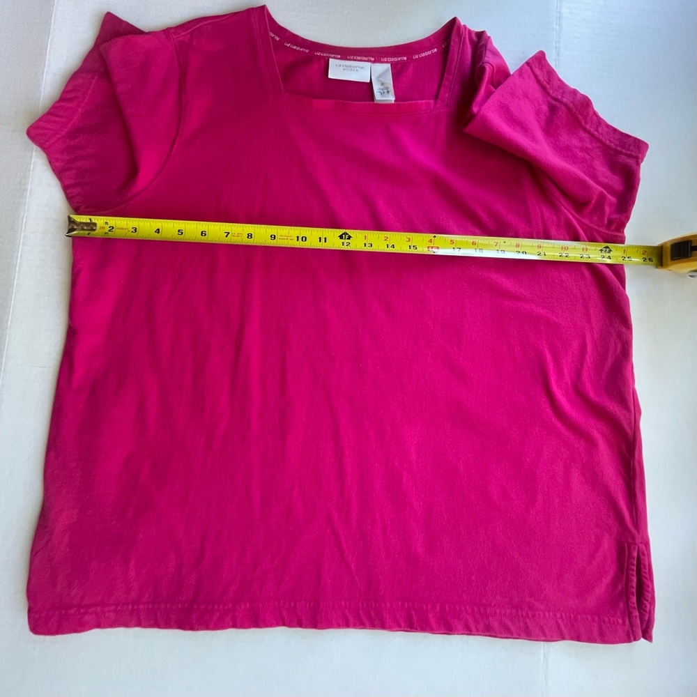 Liz Claiborne Pink Cotton Short Sleeve Square Neck Tee Shirt Women 2X - Picture 9 of 11